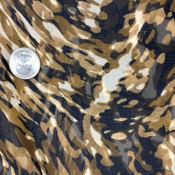 Status by Chenault Brown Black & Cream Sheer Leopared Print Flowy Blouse Size L - Picture 4 of 7